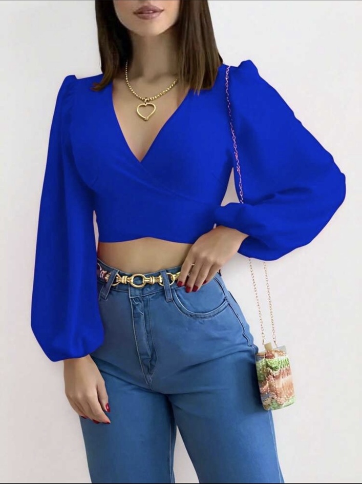 Blusa cruzada azul