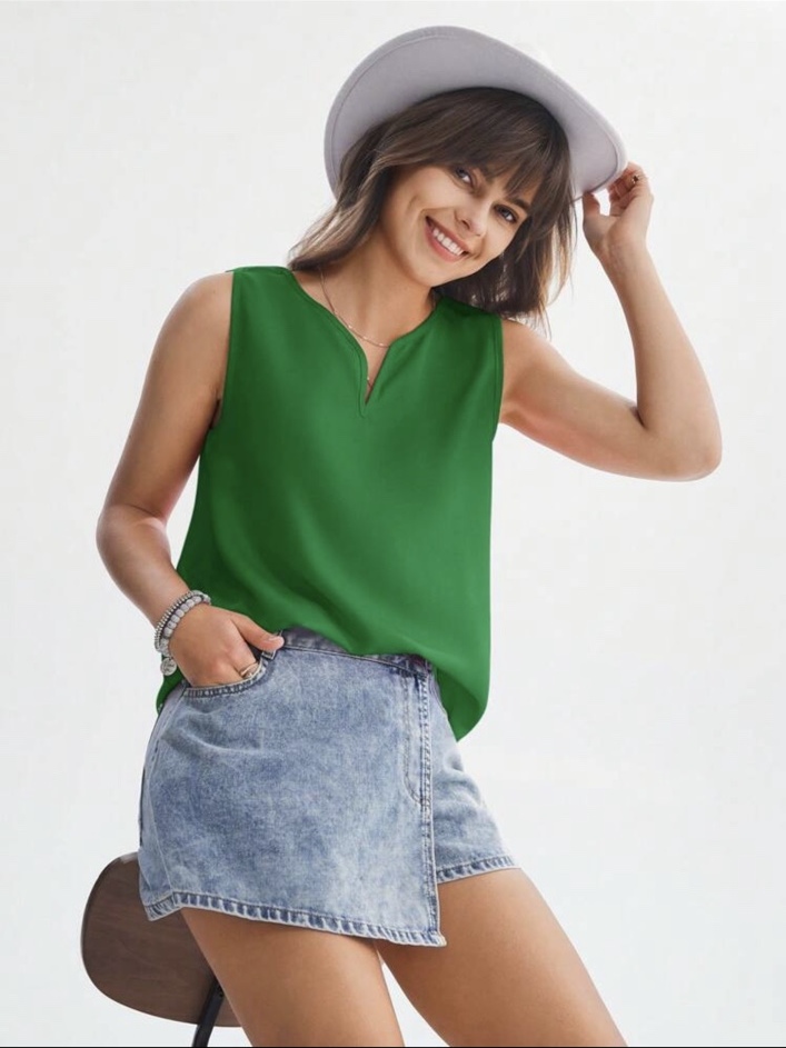 Blusa verde sin mangas