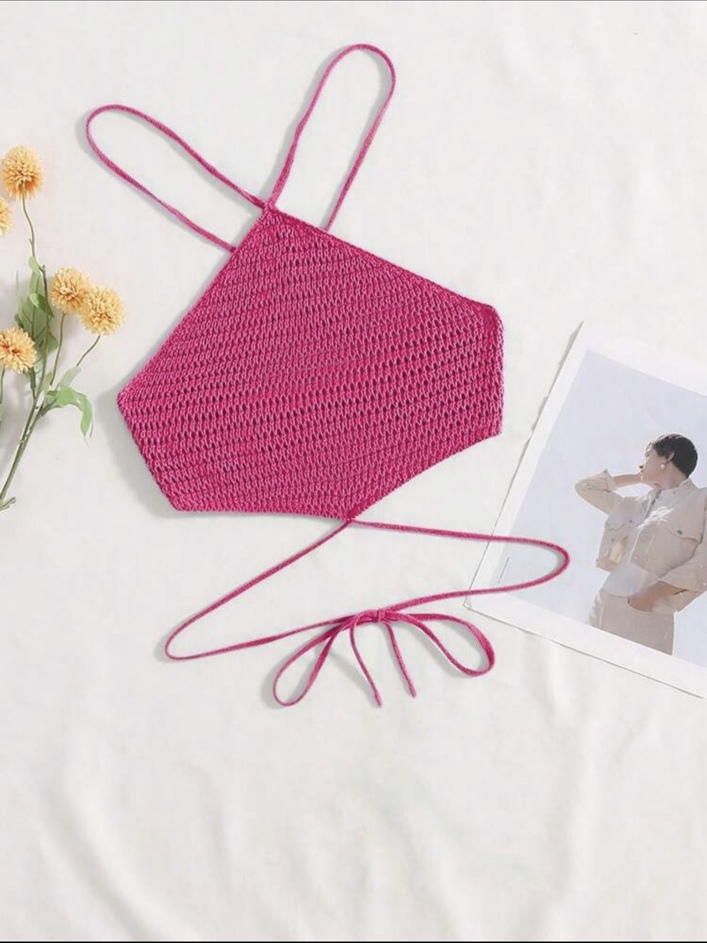 Top tejido fucsia