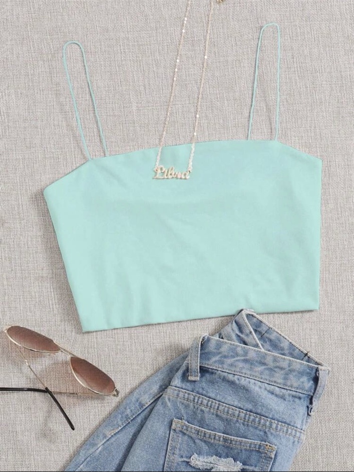 Top verde menta de tirantes